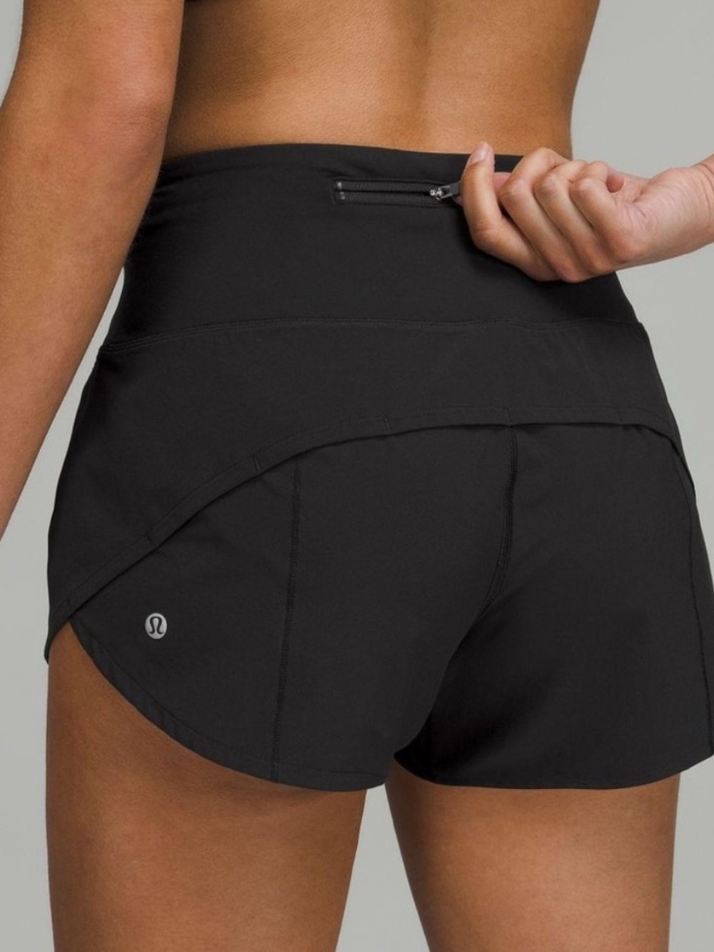 lululemon athletica running Black Athletic Shorts with Zip Pocket